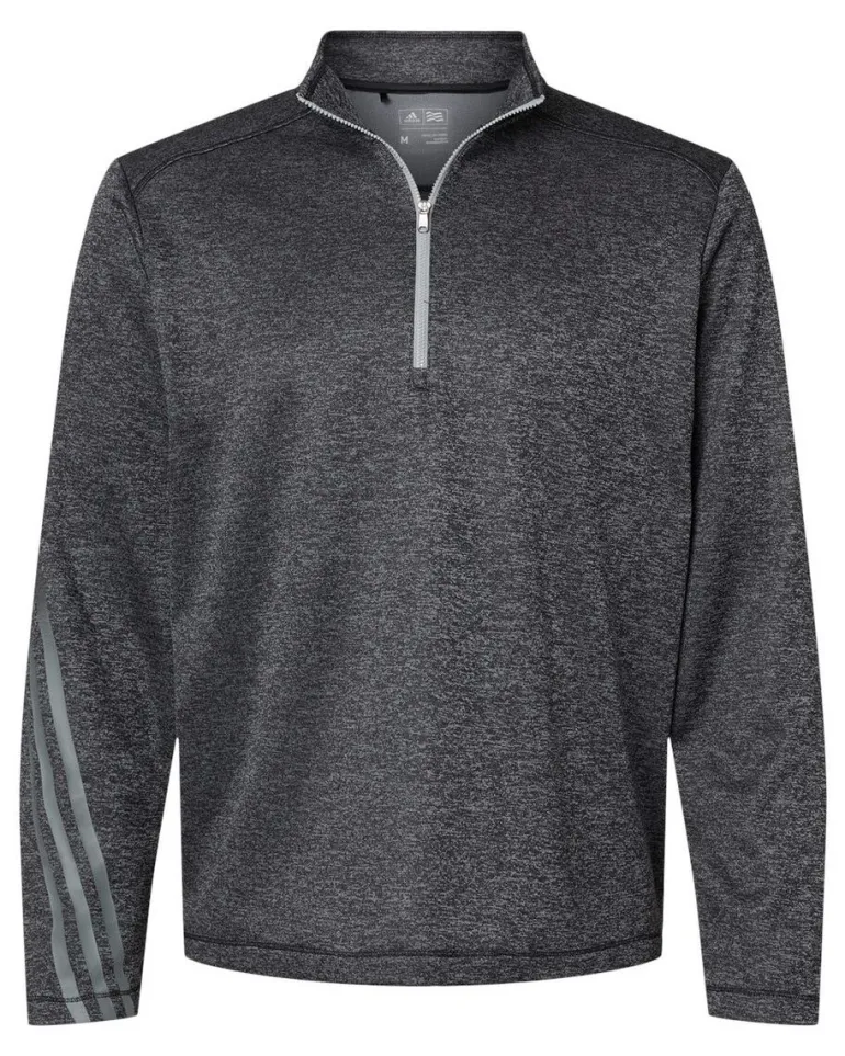 Adidas A284 - Brushed Terry Heathered Quarter-Zip Pullover