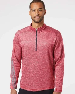 Adidas A284 - Brushed Terry Heathered Quarter-Zip Pullover
