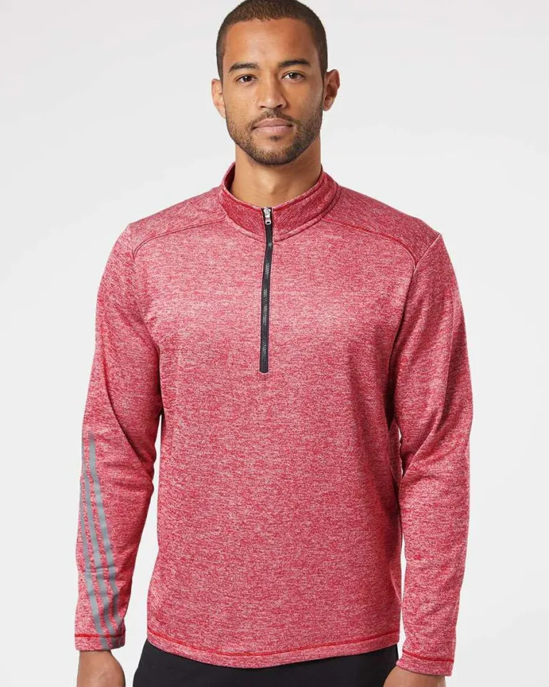 Adidas A284 - Brushed Terry Heathered Quarter-Zip Pullover