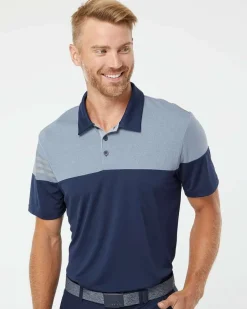 Adidas A213 - Heathered 3-Stripes Colorblocked Polo