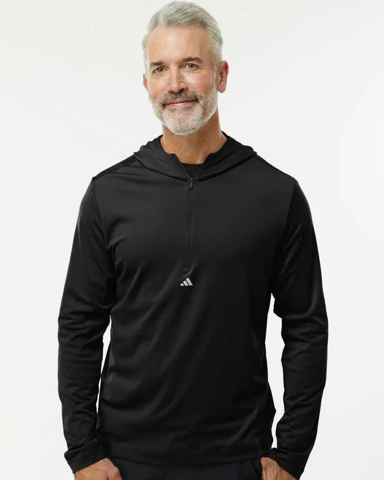 Adidas A596 - Lightweight Performance Quarter-Zip Hooded Pullover