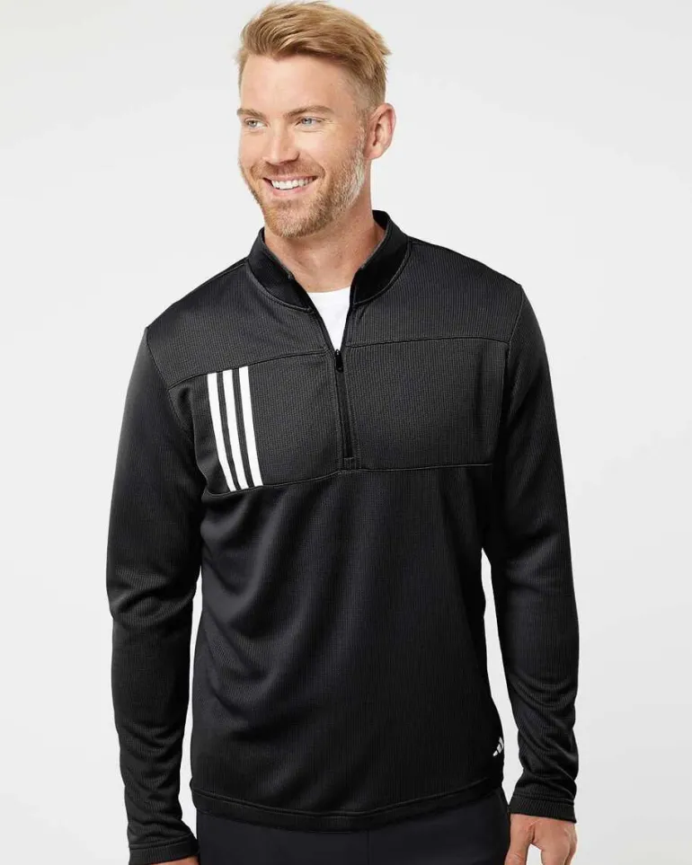 Adidas A482 - 3-Stripes Double Knit Quarter-Zip Pullover