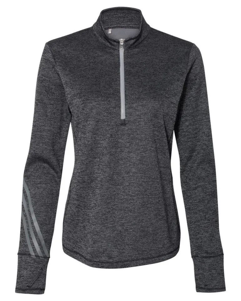 Adidas A285 - Women's Brushed Terry Heathered Quarter-Zip Pullover