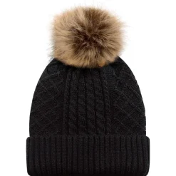 AJM 1E140L - Acrylic / Polyester Satin Cuff Toque (Faux Fur Pom Pom 12cm, Women’s)