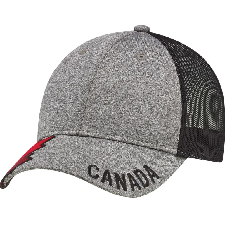 AJM 4H337M - Polyester Heather / Soft Polyester Mesh 6 Panel Constructed Full-Fit (Canada, Mesh Back)