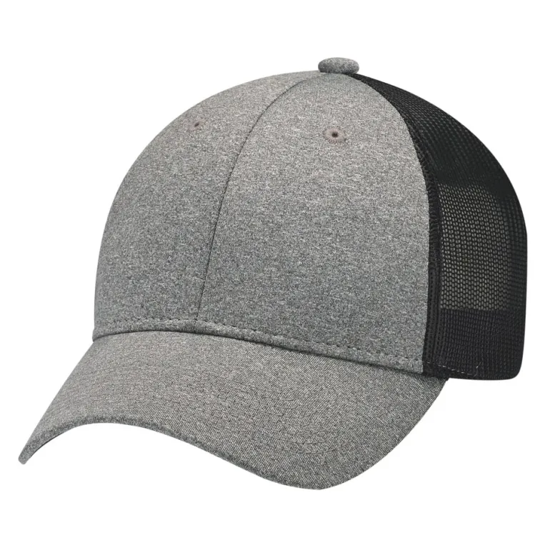 AJM 4H647M - Polyester Heather / Soft Polyester Mesh 6 Panel Constructed Full-Fit (Mesh Back)