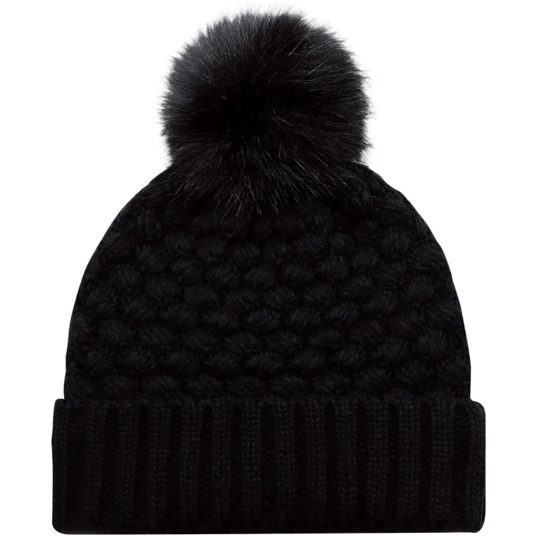 AJM 9L580L - Acrylic, Cuff Toque (Faux Fur Pom Pom 12cm, Women’s)