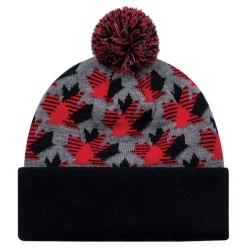 AJM 9R262M - Acrylic, Cuff Toque (Maple Leaf, Pom Pom 8cm)