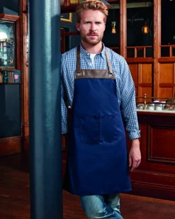 Artisan Collection by Reprime RP123 - Adjustable Faux Leather Trim Bib Apron