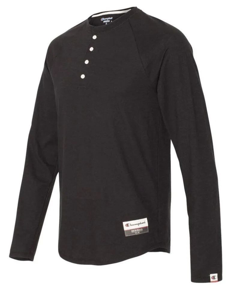 Champion AO380 - Adult Long Sleeve Slub Henley