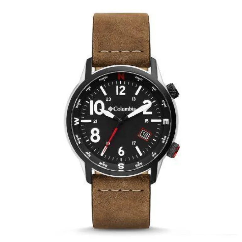 COLUMBIA TIMING CSC01-003 - Outbacker Watch: Black Dial/Camel Leather