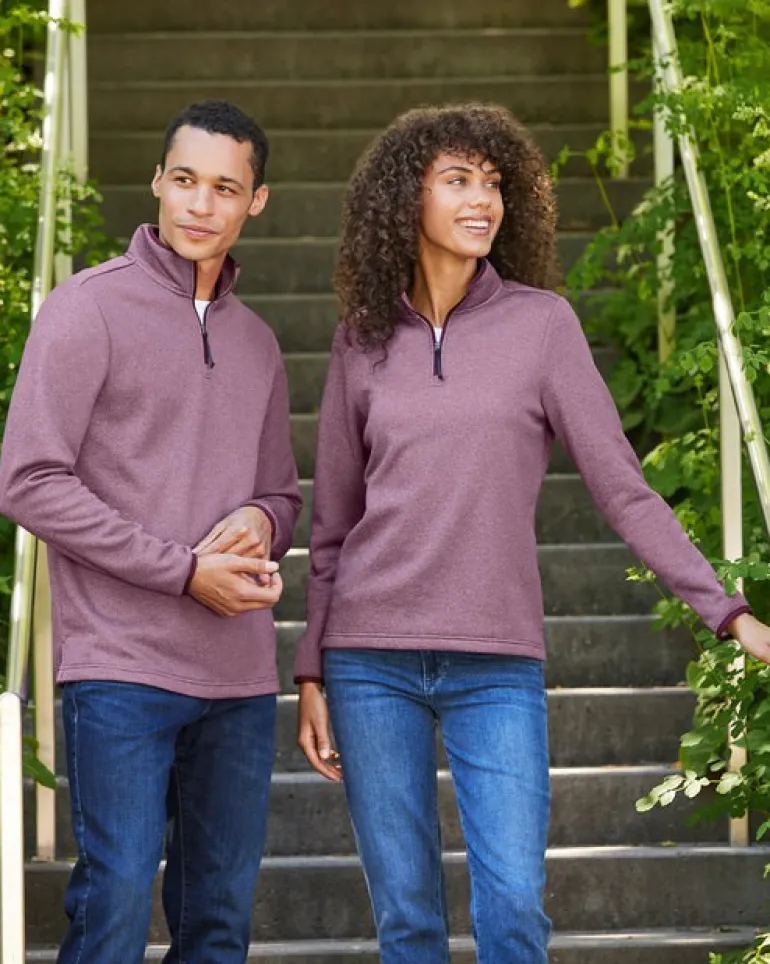Core365 CE73 - Men's Venture Heathered Stripe Quarter-Zip