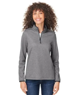 Core365 CE73W - Ladies Venture Heathered Stripe Quarter-Zip