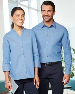 Devon & Jones DG562 - Men's Crown Collection Stretch Pinpoint Chambray Shirt