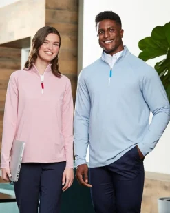 Devon & Jones DG480 - Men's Performance Micro-Stripe Quarter-Zip Pullover