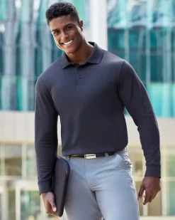 Devon & Jones DG20L - Men's CrownLux Performance Plaited Long-Sleeve Polo