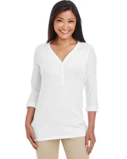 Devon & Jones DP186W - Ladies Perfect Fit Y-Placket Convertible Sleeve Knit Top