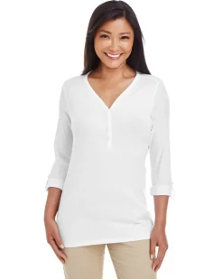 Devon & Jones DP186W - Ladies Perfect Fit Y-Placket Convertible Sleeve Knit Top