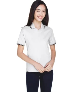 Devon & Jones D140W - Ladies Tipped Perfect Pima Interlock Polo