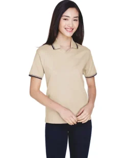 Devon & Jones D140W - Ladies Tipped Perfect Pima Interlock Polo
