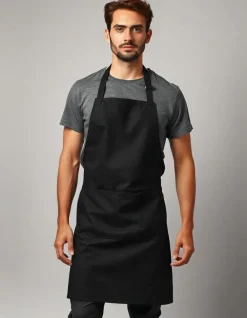 EgotierPro DE9129 - Premium Chef Apron with Double Pocket and Tie-Straps