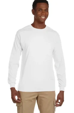 Gildan 2410 - Men's Premium Cotton Long Sleeve Shirt with Pocket