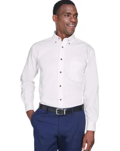 Harriton M500 - Men's Easy Blend Long-Sleeve Twill Shirt with Stain-Release