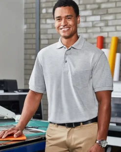 Harriton M265P - 5.6 oz. Easy Blend Polo with Pocket