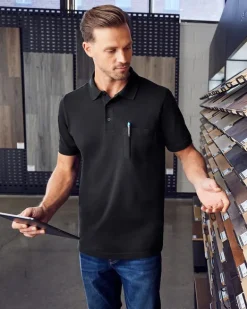 Harriton M205P - Men's Valiant Cotton Snag Protect Pocket Polo
