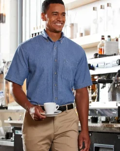 Harriton M550S - Men's 6.5 oz. Short-Sleeve Denim Shirt