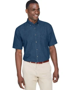 Harriton M550S - Men's 6.5 oz. Short-Sleeve Denim Shirt
