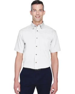 Harriton M500S - Men's Easy Blend Short-Sleeve Twill Shirt with Stain-Release