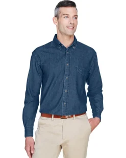 Harriton M550T - Men's Tall Long-Sleeve Denim Shirt