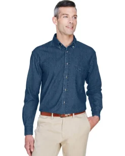 Harriton M550T - Men's Tall Long-Sleeve Denim Shirt