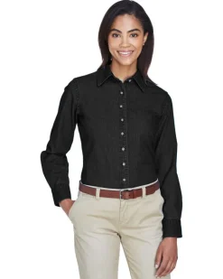 Harriton M550W - Ladies 6.5 oz. Long-Sleeve Denim Shirt
