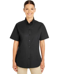 Harriton M582W - Women's Teflon-Coated Cotton Twill Short Sleeve Shirt