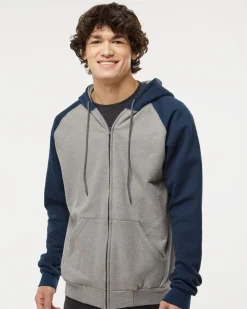 King Fashion KF4048 - Fleece Raglan Hooded Full-Zip Sweatshirt