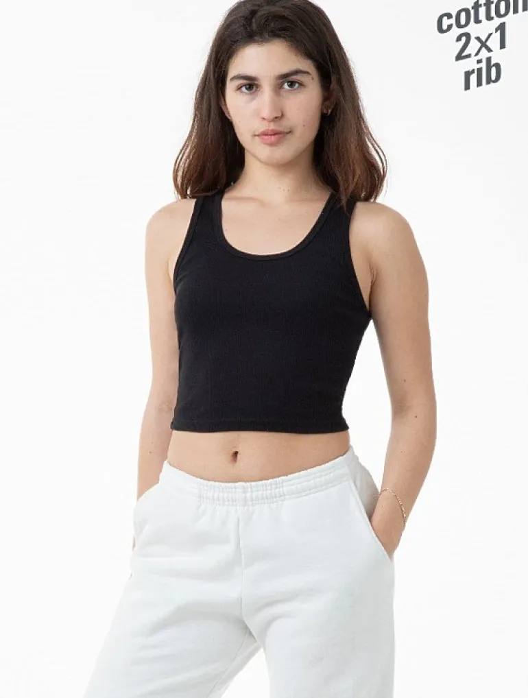Los Angeles Apparel 21308 - Classic Cotton Ribbed Crop Tank Top
