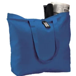 Q-Tees Q611 - Durable Canvas Zippered Tote Bag with Pockets
