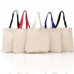 Q-Tees Q4400 - Promotional Tote with Bottom Gusset and Colored Handles