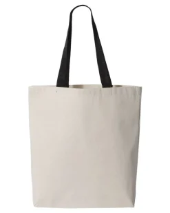 Q-Tees Q4400 - Promotional Tote with Bottom Gusset and Colored Handles